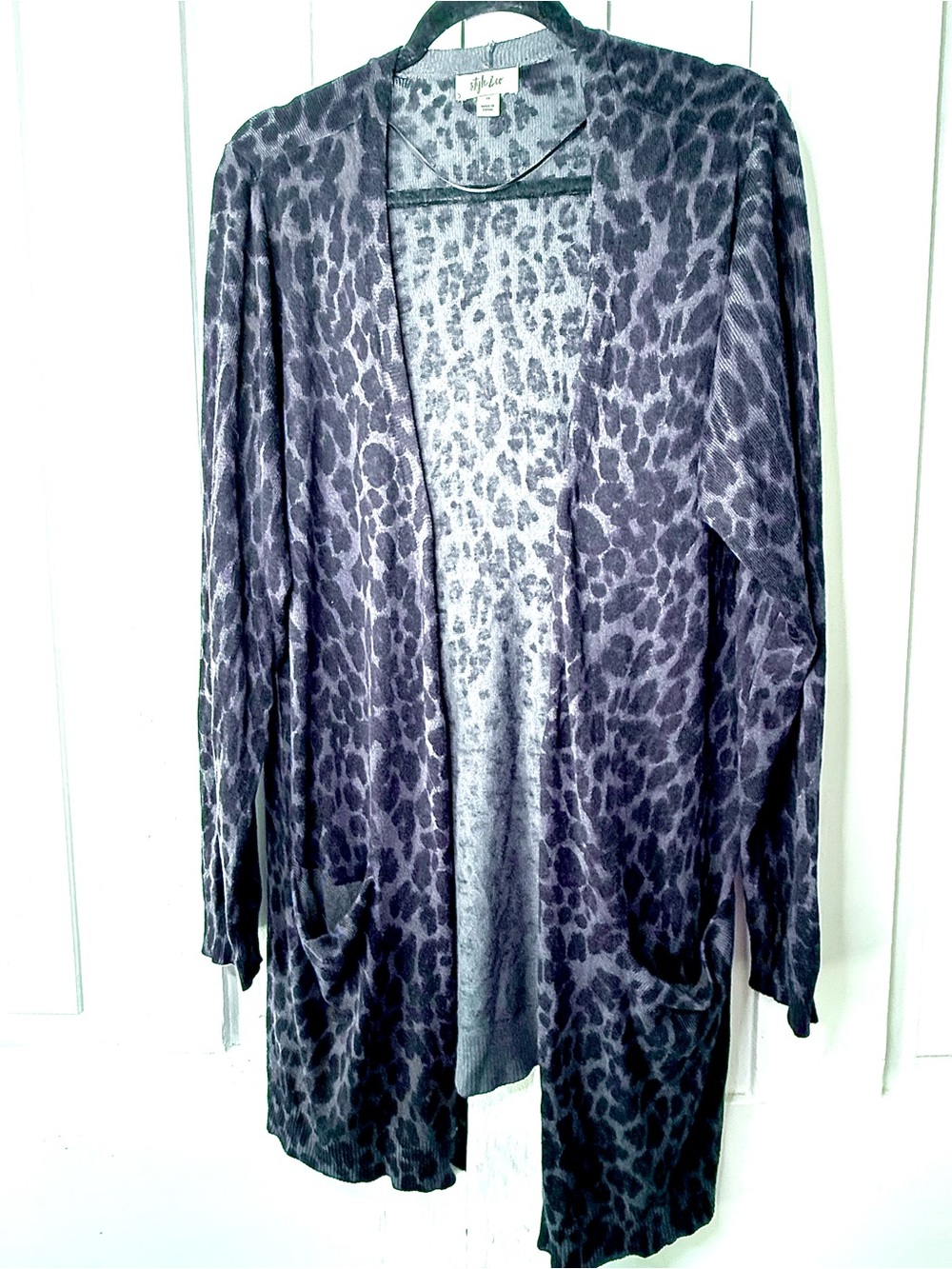 Style & Co Leopard Print Open Front Duster Cardigan Sweater - 1X